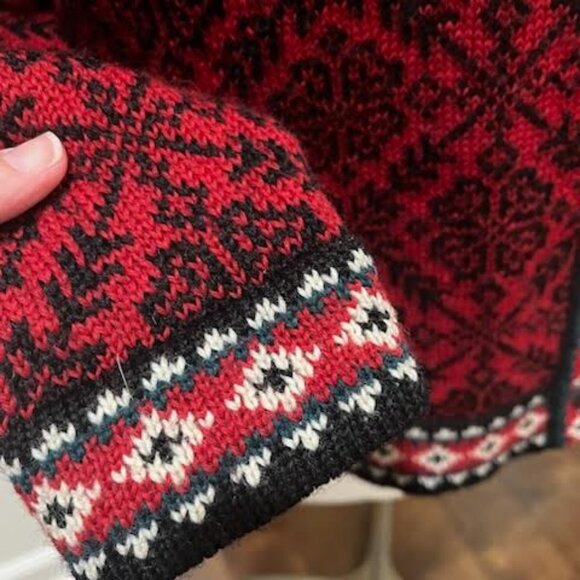 LL Bean 100% Merino Wool Button Down Patterned Knit Cardigan Sweater Women's L - Picture 5 of 6